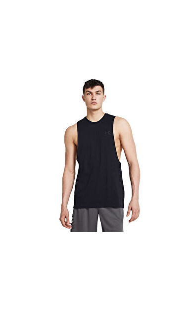 Under Armour UA LEFT CHEST CUT OFF TANK Erkek Antrenman Atleti 1329286-001 Siyah