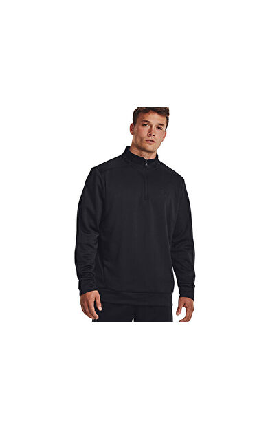Under Armour Ua Armour Fleece 1/4 Zip Erkek Günlük Uzun Kollu Tişört 1373358-001 Siyah