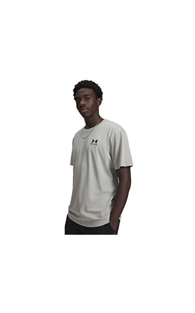 Under Armour Ua M Logo Emb Heavyweight Ss Erkek Günlük Tişört 1373997-069 Gri