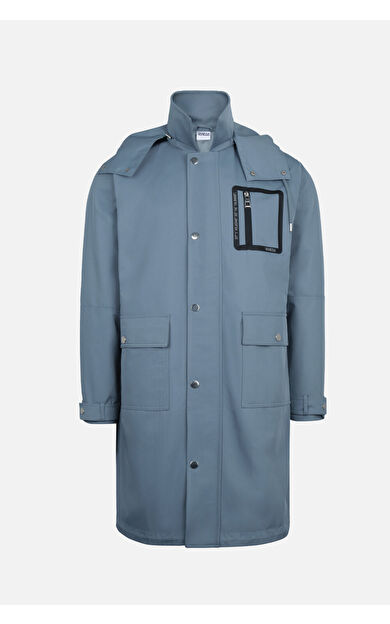 VANEDA OVERSIZED SIRT DESEN BASKILI CEPLI PARDESU MAVI