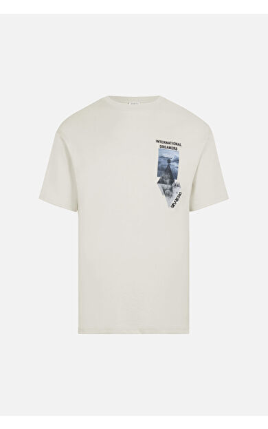 VANEDA OVERSIZED FIT DREAMER ERKEK TSHIRT EKRU