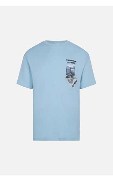 VANEDA OVERSIZED FIT DREAMER ERKEK TSHIRT MAVI