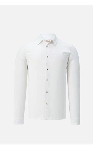 VANEDA V-CLUTCH ERKEK KETEN GOMLEK BEYAZ L