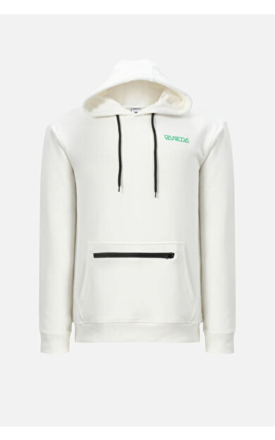 VANEDA OVERSIZED FIT KAPUSONLU VE SIRT BASKILI SWEATSHIRT