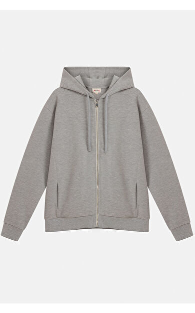 VANEDA Urbanwild Hoodie Fermuarlı Gri Melanj