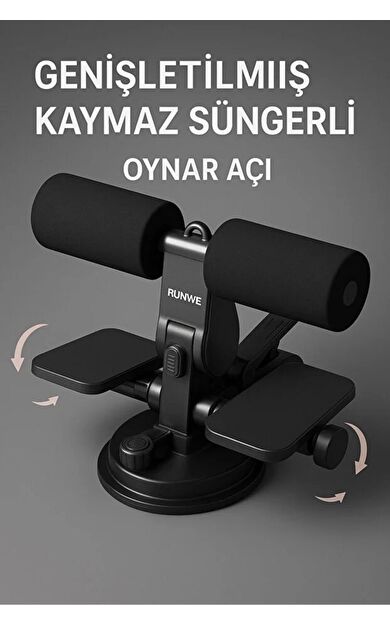 VAYNE Çift Vantuzlu Sayaçlı Mekik Çekme Spor Aleti Karın Egzersizi Evde Spor Egzersiz Mekik Aleti -Siyah