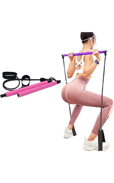 VAYNE Portable Studio Pilates Jimnastik Egzersiz Çubuğu Pilates Squat Egzersiz Barı -Pembe