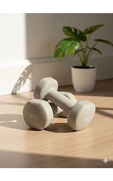 VAYNE Vinly Neoprene Kaplamalı Döküm Demir Dambıl Estetik Soft Pilates Fitness Ağırlığı 2 adet x 1 KG -Bej