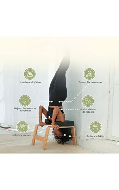 VAYNE Ahşap Yoga Ters Duruş Bench Inversiyon Baş Standı Sandalyesi | Sırt &amp; Boyun Ağrısına Yardımcı