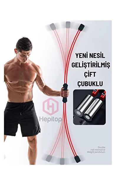 VAYNE 156 cm Flex Bar Titreşimli Direnç Çubuğu Orta Siyah Silikon Tutma | Core &amp; Omuz Antrenmanı
