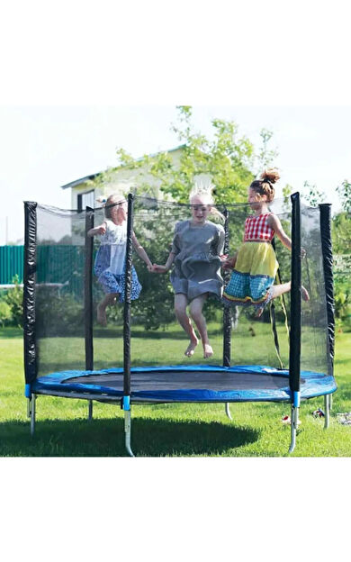VAYNE Büyük Boy File Korumalı 244 Cm Trambolin Outdoor Bahçe Tipi Güvenlik Fileli 8 Ft Trambolin