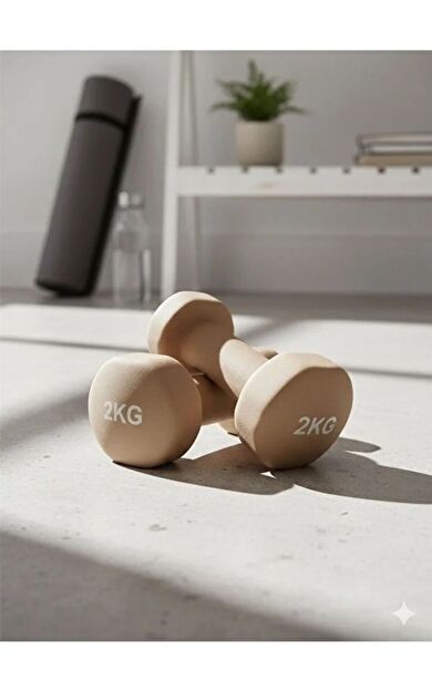 VAYNE Vinly Neoprene Kaplamalı Döküm Demir Dambıl Estetik Soft Pilates Fitness Ağırlığı 2 adet x 2 KG -Bej