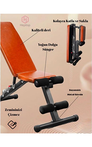 VAYNE Katlanabilir Mekik Sehpası, 180 kg Taşıma Kapasiteli, 6 Kademeli Ayarlanabilir Sırt Dayaması