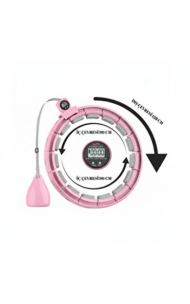 VAYNE Akıllı Hulahop – Ayarlanabilir, Düşmeyen, Kalori Sayarlı Fitness Hula Hoop – Evde Spor 90CM -Pembe