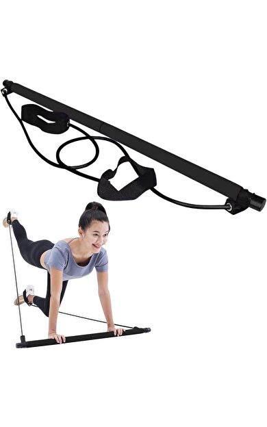 VAYNE Portable Studio Pilates Jimnastik Egzersiz Çubuğu Pilates Squat Egzersiz Barı -Siyah