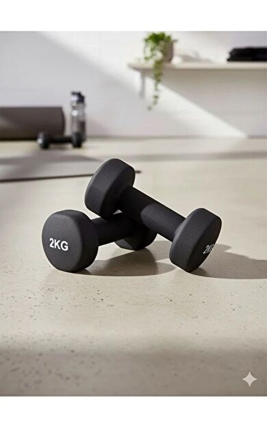 VAYNE Vinly Neoprene Kaplamalı Döküm Demir Dambıl Estetik Soft Pilates Fitness Ağırlığı 2 adet x 2 KG -Siyah