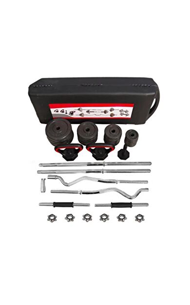 VAYNE Çantalı Döküm Demir Plaka Dambıl Seti 55 Kg Siyah Dumbbell Set