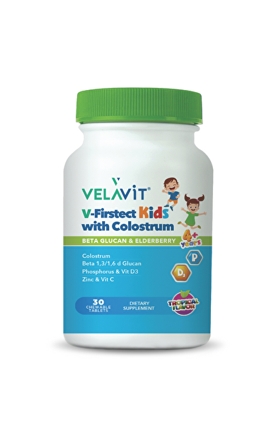 VELAVİT V-Firstect Kids with Colostrum Çiğneme Tableti 30 Tablet