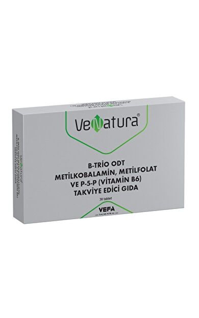 VeNatura B-Trio ODT Metilkobalamin, Metilfolat ve P-5-P Takviye Edici Gıda 30 Tablet