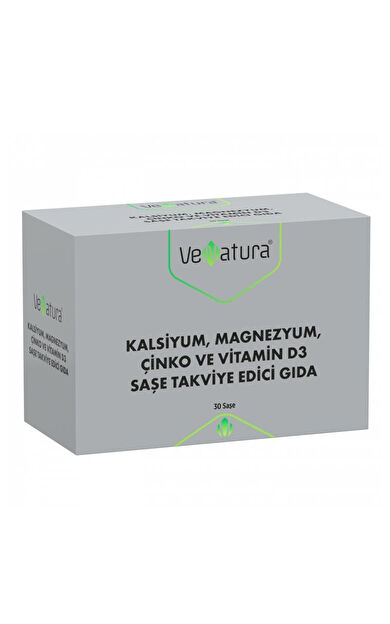 VeNatura Kalsiyum,Magnezyum,Çinko ve Vitamin D3 Saşe Takviye Edici Gıda 30 Saşe