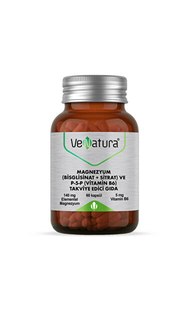 VeNatura Magnezyum (Bisglisinat+Sitrat) ve P5P (Vitamin B6) 60 Kapsül