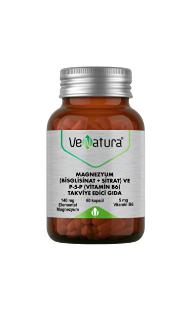 VENATURA Magnezyum (Bisglisinat+Sitrat) ve P5P (Vitamin B6) 60 Kapsül