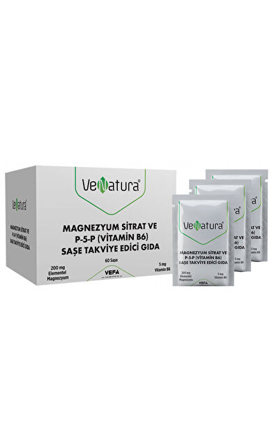 VeNatura Magnezyum Sitrat P-5-P Vitamin B6 60 Saşe