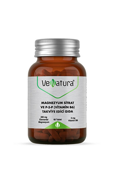 VeNatura Magnezyum Sitrat ve P-5-P (Vitamin B6) Takviye Edici Gıda 60 Tablet