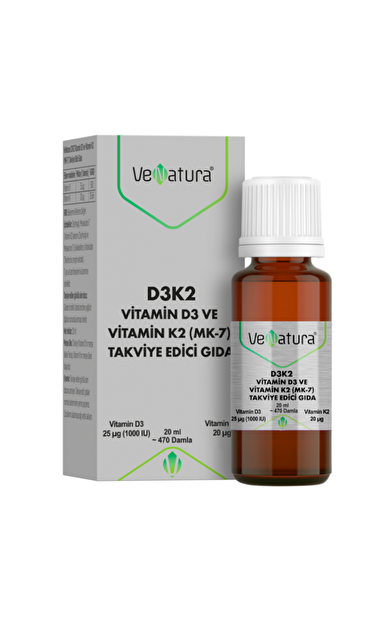 VENATURA Vitamin D3 Ve K2 (Menaquinon 7) Takviye Edici Gıda 20 ml
