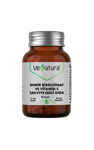 VENATURA Demir Bisglisinat ve Vitamin C Takviye Edici Gıda 90 Kapsül