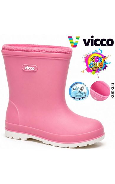 Mellow Kürklü Pvc Su Çizmesi Yağmur Botu Ortopedik Çocuk Bot PEMBE
