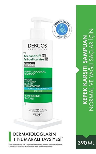 Vichy Dercos Kepek Şampuanı Normal ve Yağlı Saçlar 390 ML - SKT:12M