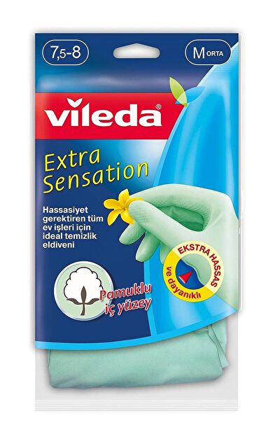 Vileda Extra Sensation Orta Boy Bulaşık Eldiveni, Yeşil