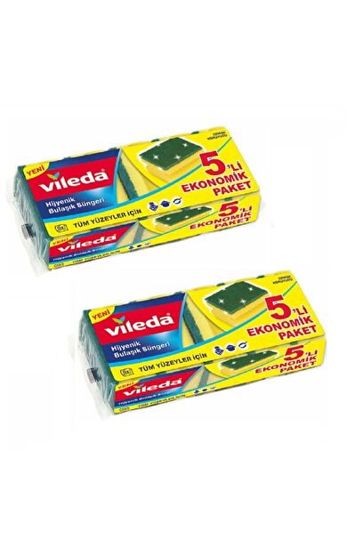 Vileda Sünger Yeşil 5'Li Oluklu X2