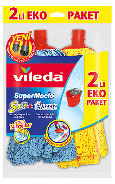 Vileda Supermocio 2 'Li Eko Paket, Sarı - Mavi