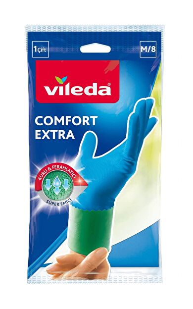 Vileda Comfort Extra Orta Boy Bulaşık Eldiveni, Mavi