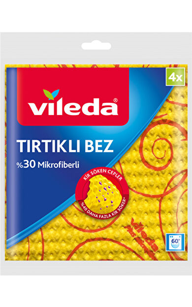 Vileda 4 Lü %30 Mikrofiberli Sarı Temizlik Bezi Novolan