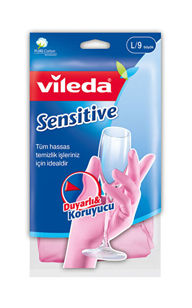 Vileda Sensitive Eldiven No 9 Büyük Boy, Pembe