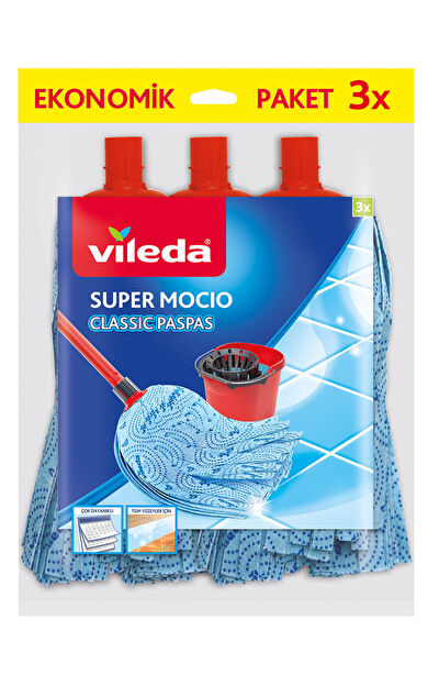 Vileda Supermocio 3 Lü Klasik Yedek Paspas, Mavi