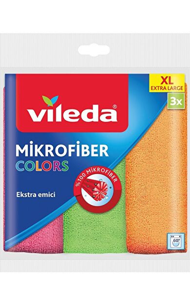 Vileda Mikrofiber Temizlik Bezi 3 Lü Colors Xl 36X34 Cm