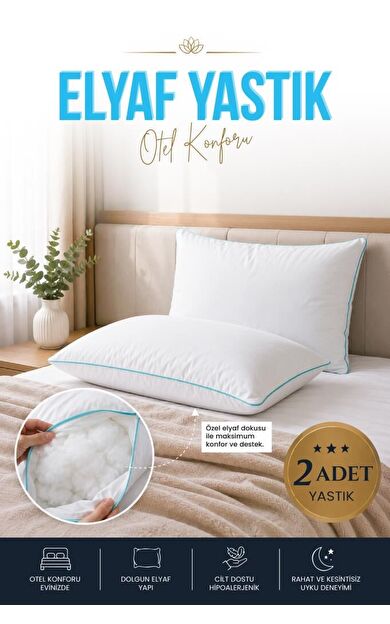 2 Adet Blue Comfort 1000 Gr Elyaf Yastık 50x70 cm
