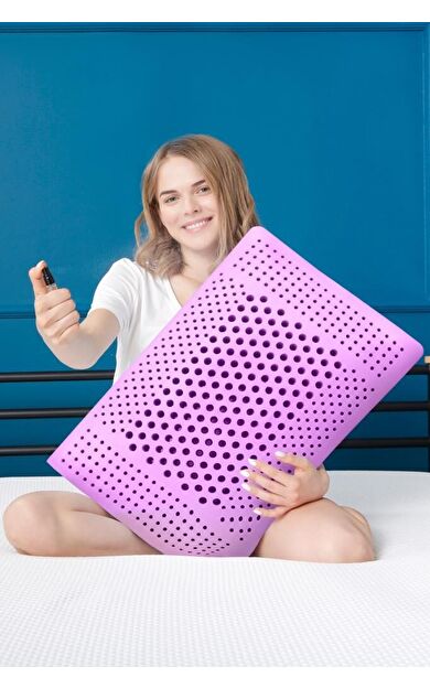 Aroma Terapi Hava Kanallı Ortopedik Yastık Visco Yastık Lavanta 60x40x16cm