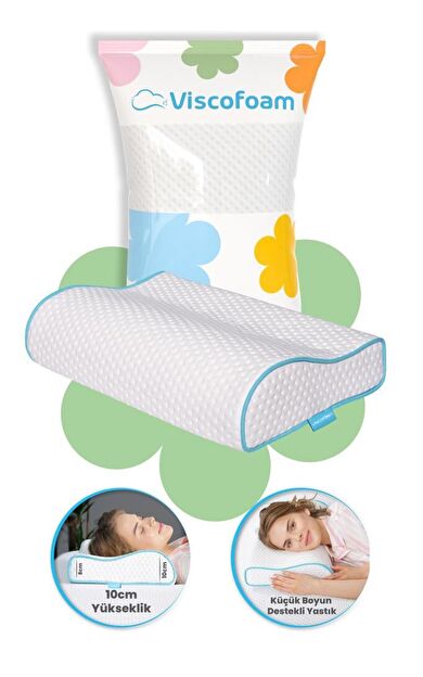 Boyun Destekli Ortopedik Yastık Visco Yastık 46x30x10-8cm