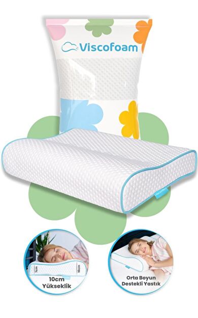 Boyun Destekli Ortopedik Yastık Visco Yastık 57x37x10-7cm