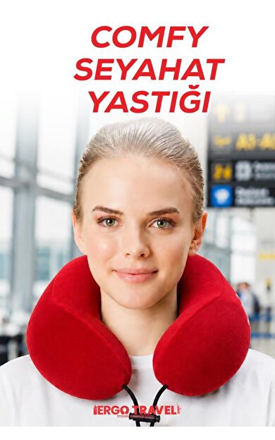 Comfy Ortopedik Seyahat Yastığı Visco Boyun Destekli Seyahat Yastığı - Kırmızı | Ergo Travel