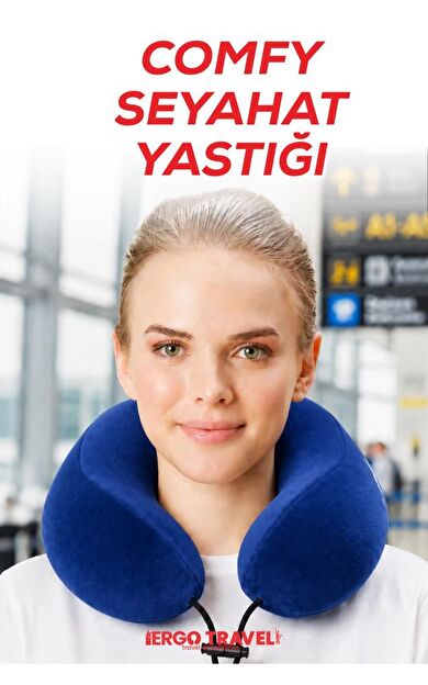 Comfy Ortopedik Seyahat Yastığı Visco Boyun Destekli Seyahat Yastığı - Mavi | Ergo Travel