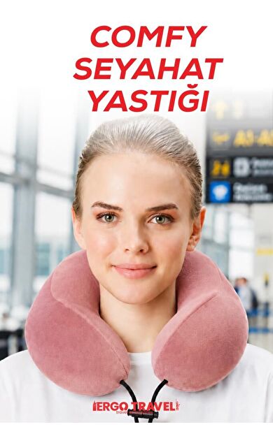 Comfy Ortopedik Seyahat Yastığı Visco Boyun Destekli Seyahat Yastığı - Somon | Ergo Travel