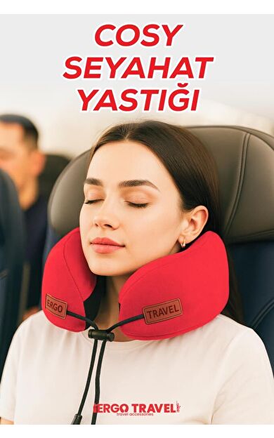 Cosy Ortopedik Seyahat Yastığı Visco Boyun Destekli Seyahat Yastığı - Kırmızı | Ergo travel
