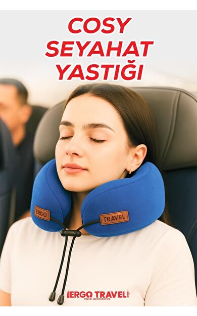 Cosy Ortopedik Seyahat Yastığı Visco Boyun Destekli Seyahat Yastığı - Mavi | Ergo Travel