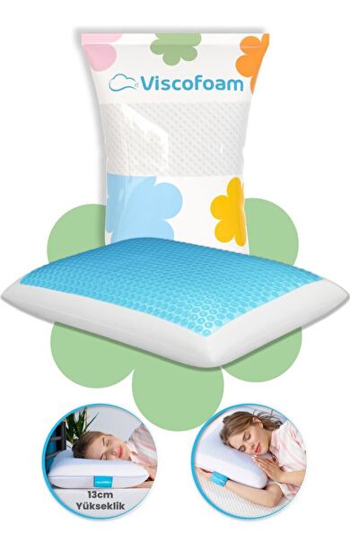 Evva Terletmeyen Ortopedik Yastık Serinleten Visco Yastık Jelli Yastık 59x39x13cm